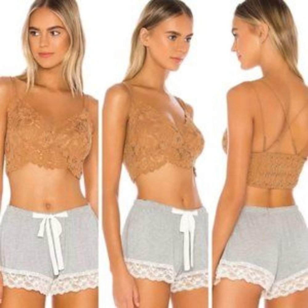 NWT Free People Celine Lace Bralette Caramel M - Picture 2 of 4